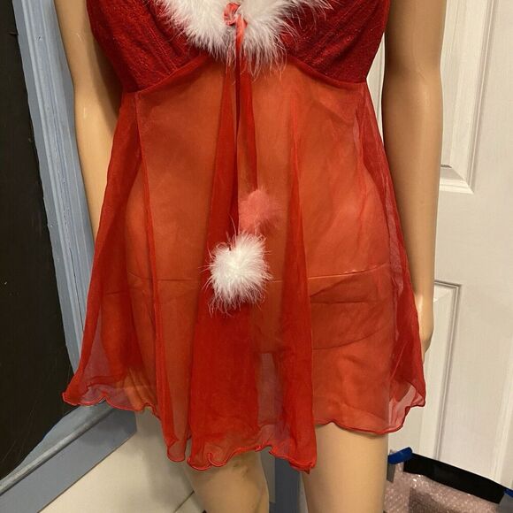 Seductive Wear Cinema Red Lace Mesh Holiday Bustier Lingerie Top Sz M Sexy Roman - Picture 8 of 9